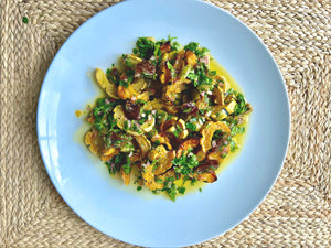 Roasted Delicata Squash with Date and Olive Salsa