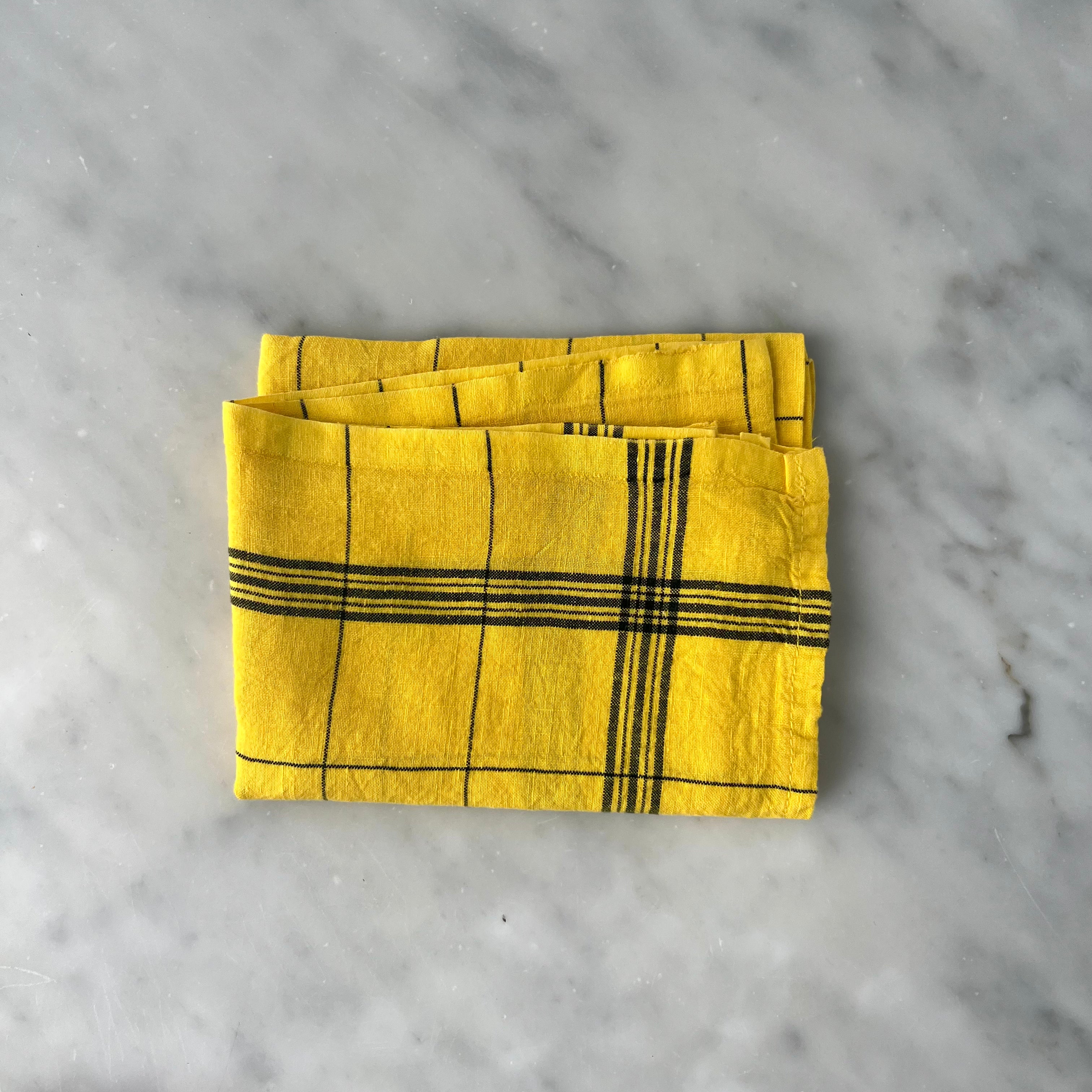 Linen Kitchen Towel - Black Checkered - Olive + Rose