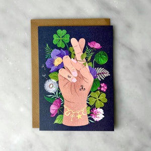 Fingers Crossed Greeting Card