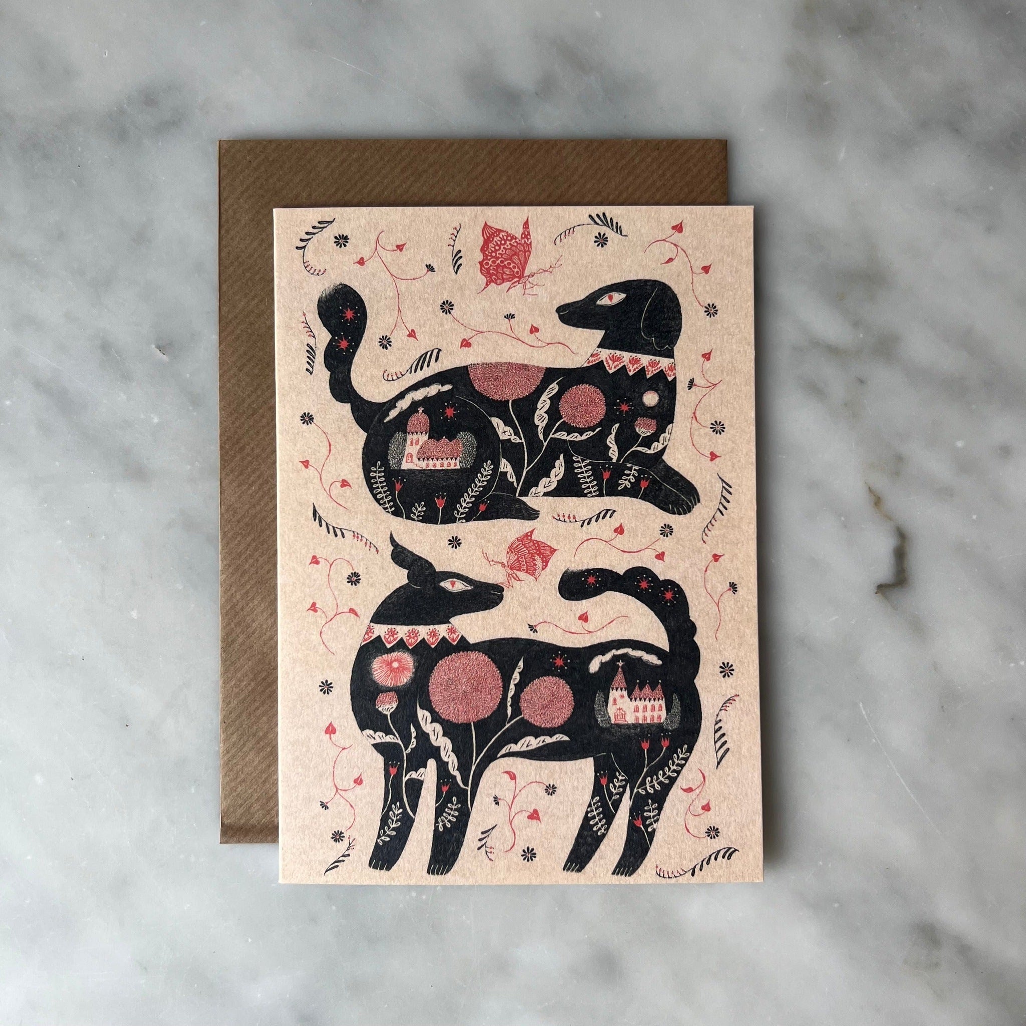 Two Dogs Greeting Card